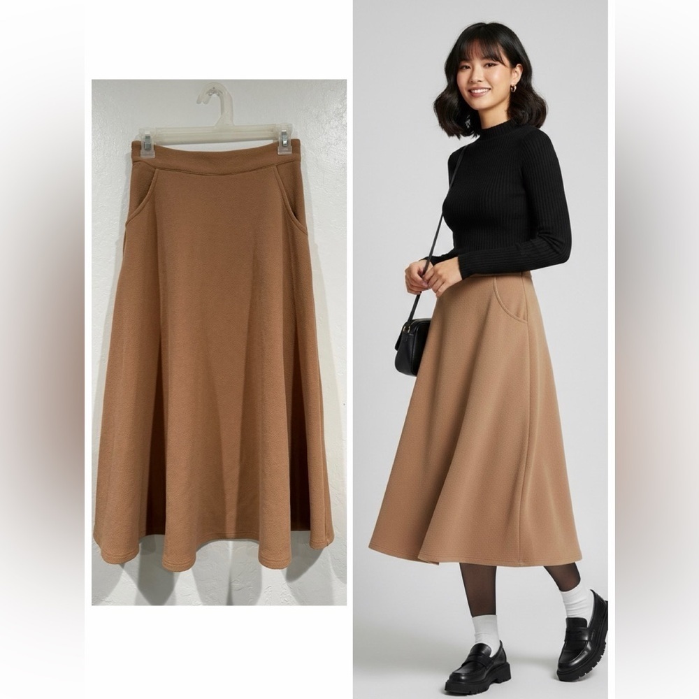 Shein Tan Women’s A-Line Midi Skirt size XS